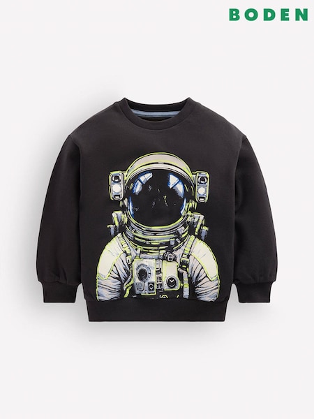 Grey - Boden Glow Printed Astronaut Sweatshirt