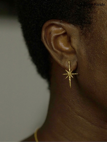 Gold Tone - Ottoman Hands Northern Star Stud Earrings