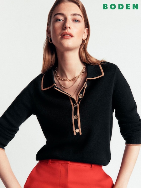 Black - Boden Liz Henley Jumper