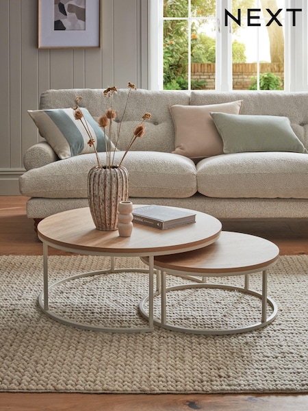 Cream Malvern Oak Effect Nest of 2 Coffee Table (235635) | €305