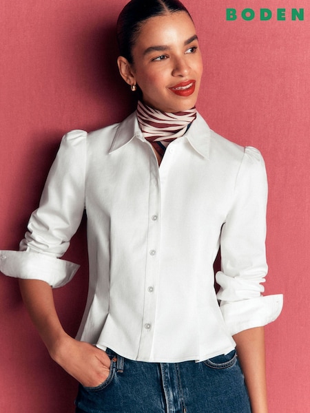Ақ - Boden Julia Darted мақта көйлегі
