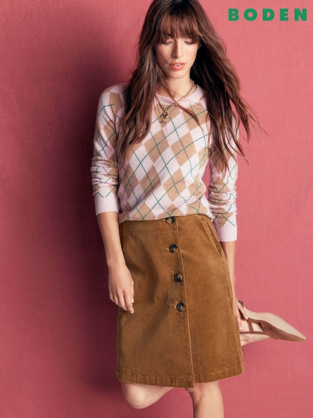 Marrón - Boden Evelyn Button Cord Wrap Skirt