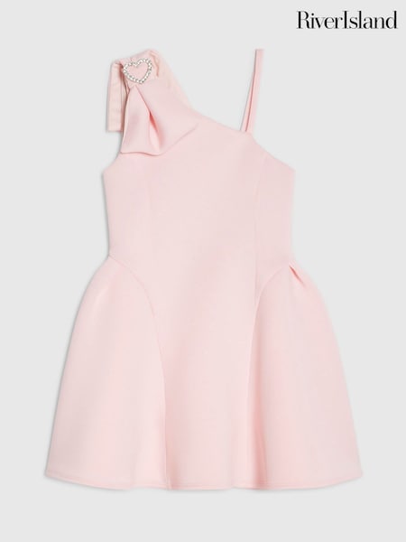 Pink - River Island Asymmetric Bow Scuba Dress