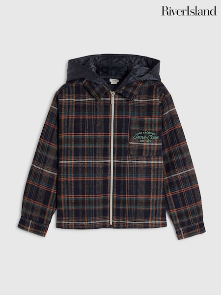 Blue - River Island Quilted Check Overshirt