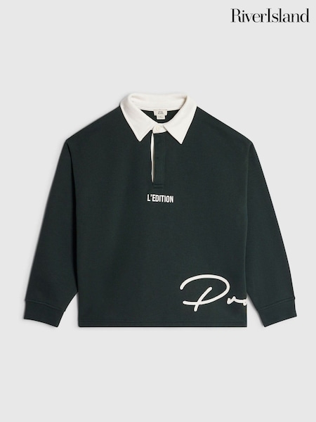 Green - River Island Longsleeve Rugby Jumper