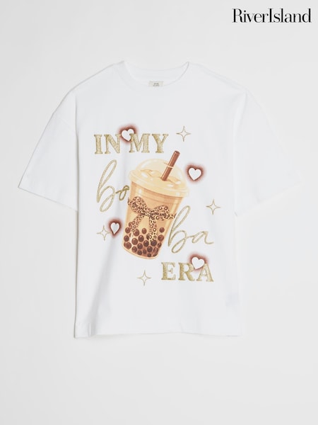 White - River Island In My Boba Era T-shirt