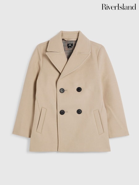 Natural - River Island Double Breasted Peacoat