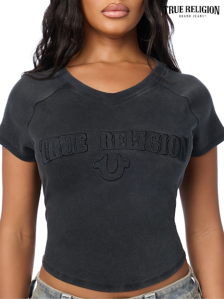 Noir - True Religion Embroidered Washed Rib Baby T-shirt