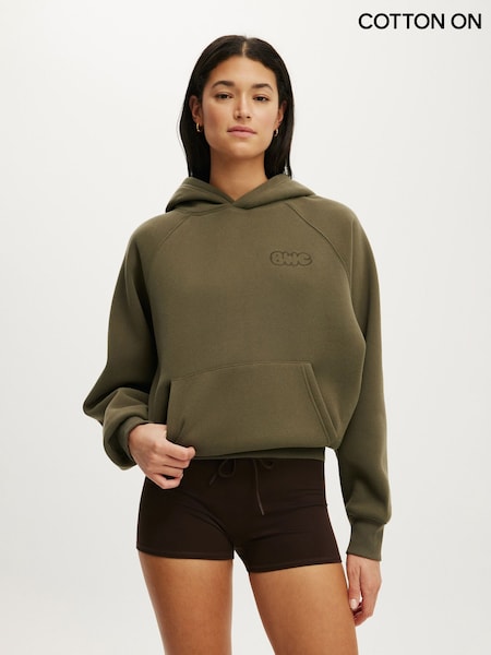Forest Green - Cotton On Plush Premium Graphic Raglan Hoodie