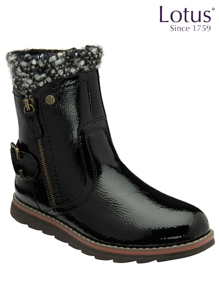 črna - Lotus Flat Zip-Up Ankle Boots (236751) | € 56
