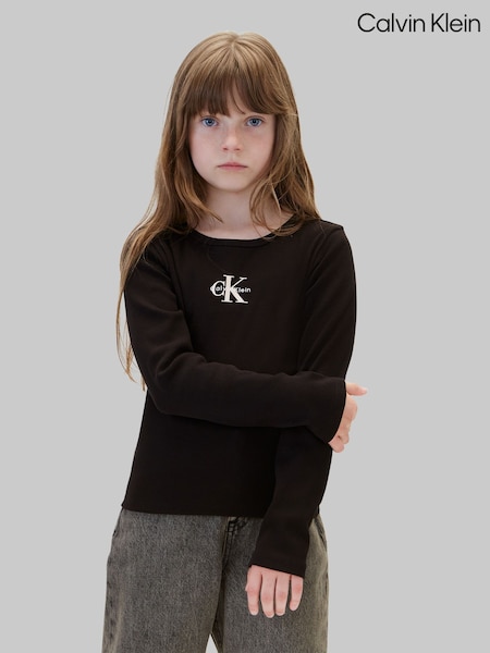 PVH Nero - Calvin Klein Long Sleeve Logo T-shirt