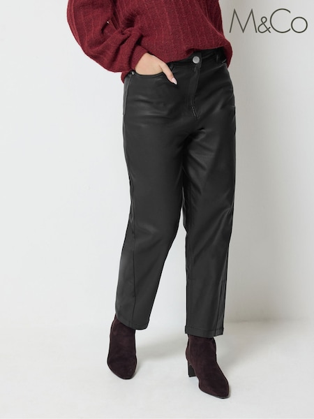 Black - M&co Coated Barrel Leg Jeans