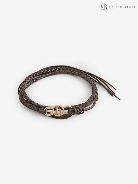 Black - B By Ted Baker Plaited Leather Black Belt