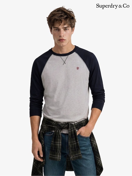 Blue - Regular Superdry Vintage Athletic Baseball Top