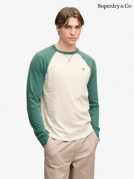 Green/Cream - Regular Superdry Vintage Athletic Baseball Top