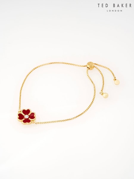 Қызыл кристалды алтын реңк - Ted Baker Felicity: Эмаль гүлімен реттелетін білезік