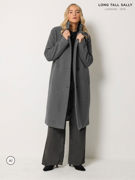 Серый - пальто из букле с воротником-воронкой Long Tall Sally