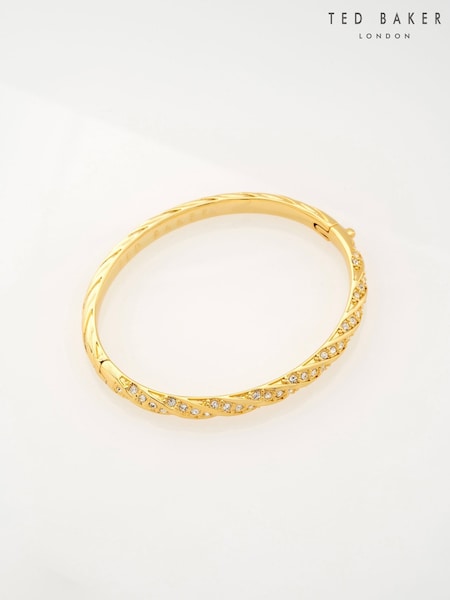 Gold Tone - Ted Baker Torvi: Crystal Twist Hinged Bangle Bracelet