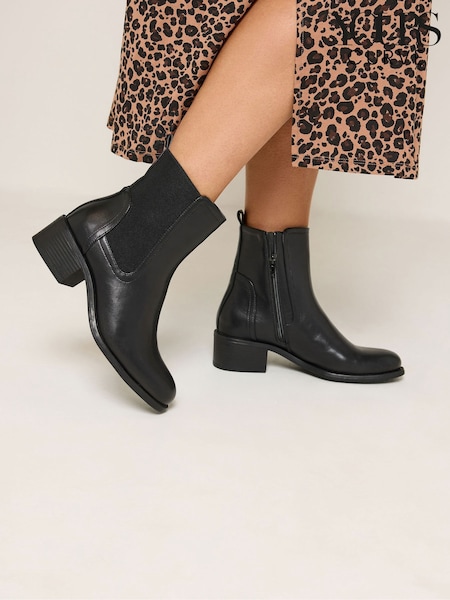 Black - Yours Curve Block Heel Chelsea Boots