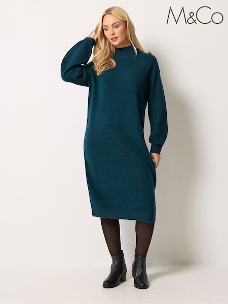 Verde - M&co Button Detail Knitted Dress