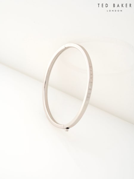 Plain Metal Silver Tone - Ted Baker Chrishell: Logo Slim Bangle Bracelet