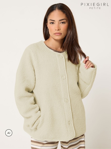 White - Pixiegirl Petite Borg Jacket