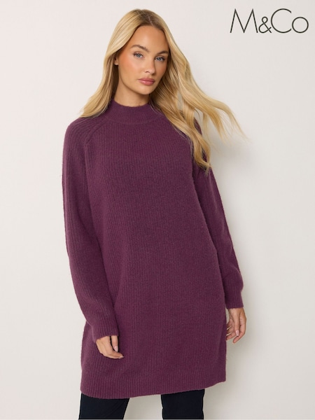 Violetinė - M&co Funnel Neck Tunic Jumper