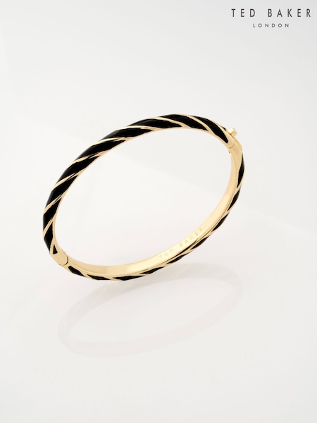 Black Gold Tone - Ted Baker Trinity: Twist Enamel Hinged Bangle Bracelet