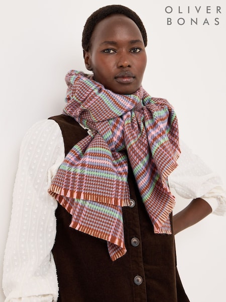 Brun - Oliver Bonas Fair Isle Strikkeskjerf
