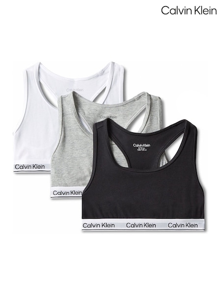 Black - Calvin Klein Icon Cotton Stretch Bralettes 3 Pack