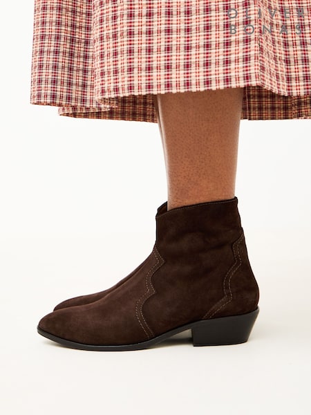 Hnědá - Oliver Bonas Suede Western Cowboy Boots