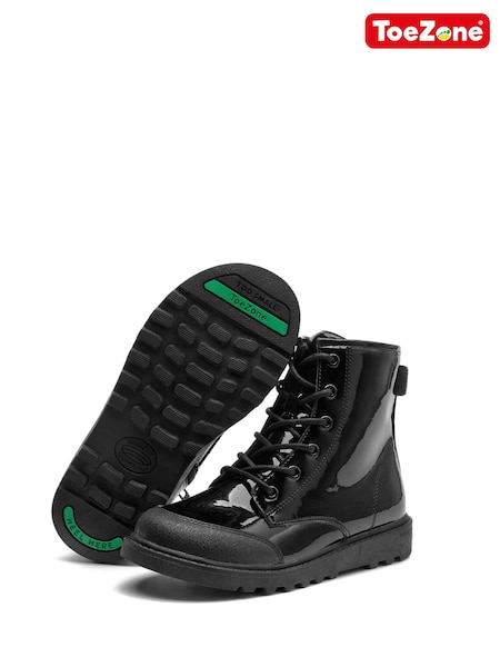 Qara - Toezone Patent Unicorn Boots With Lace And Zip Fastening