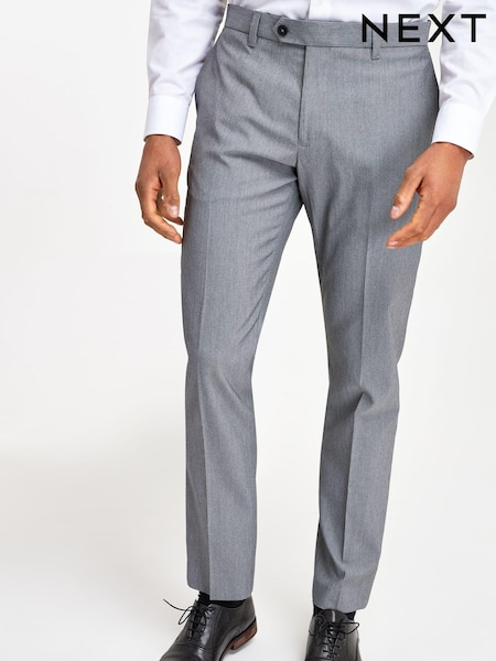 Light Grey Slim Fit Stretch Smart Trousers (239716) | kr291