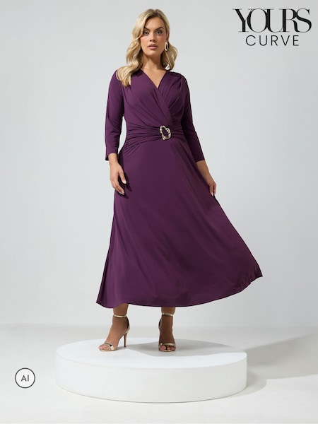 Red - Yours Curve London Buckle Wrap Dress