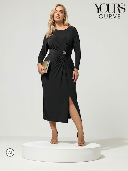 Black - Yours Curve London Buckle Side Twist Dress