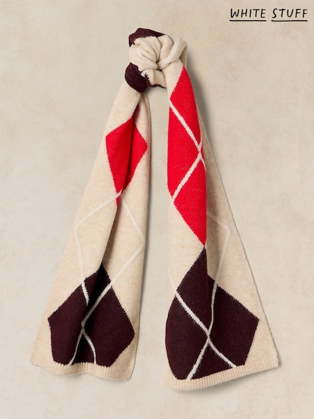 لون طبيعي - White Stuff Argyle Scarf