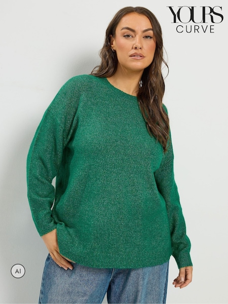 Green - Yours Curve Crew Neck Soft Touch Jumper