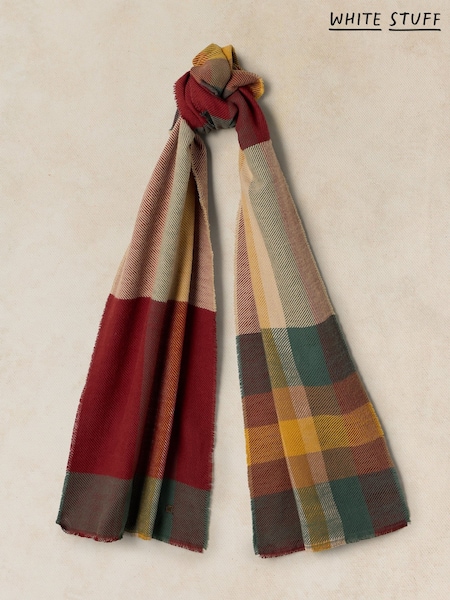 Green - Regular White Stuff Check Scarf