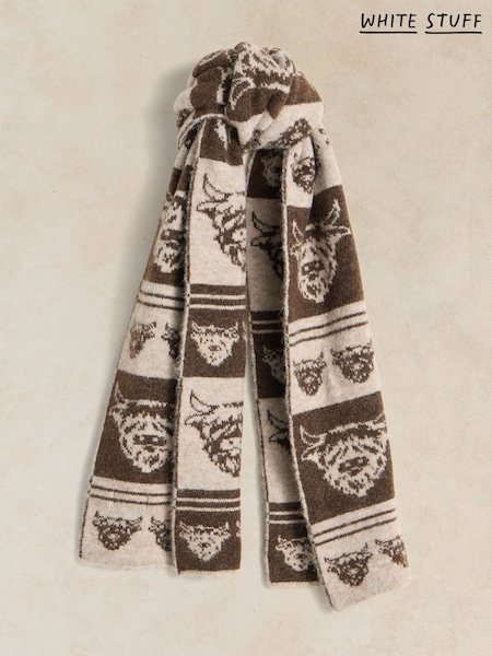 Natural - White Stuff Cow Jacquard Scarf