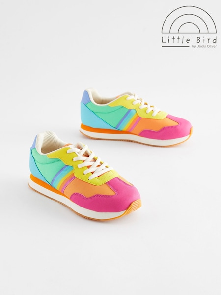 Little Bird by Jools Oliver Multi Pastel Older Colourful Rainbow Retro Runner Trainers (241427) | $41 - $47