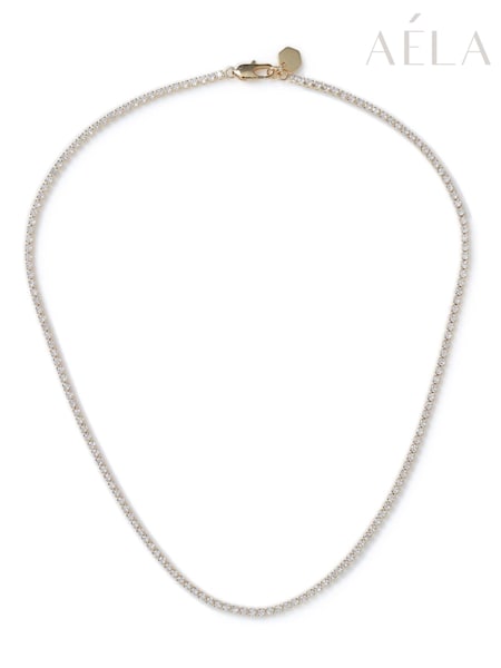 Aela Gold Tone Diamond Simulants Tennis Necklace (241892) | €36