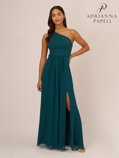 Зеленый - Adrianna Papell One Shoulder Chiffon Gown (242017) | €184