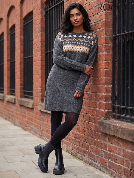 Buy Women's Christmas Clothing Grey Curve Jumper Dress Online