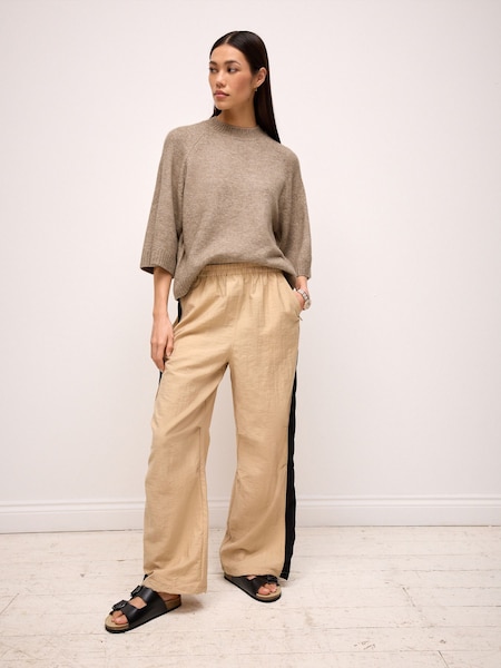 Camel/Black Side Stripe Pull On Track Pant Trousers (242503) | €13
