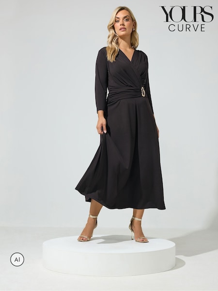 Black - Yours Curve London Buckle Wrap Dress