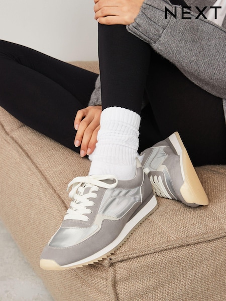 Серый - Forever Comfort® Mesh Lace-Up Trainers (242538) | €11