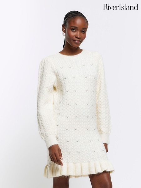 River Island Embellished Cable Knit Dress (242596) | €18