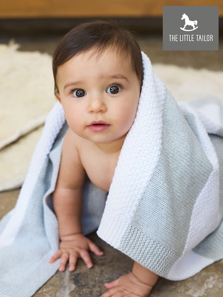 The Little Tailor Grey Large Supersoft Textured Knitted 100% Cotton Blanket (242751) | €44