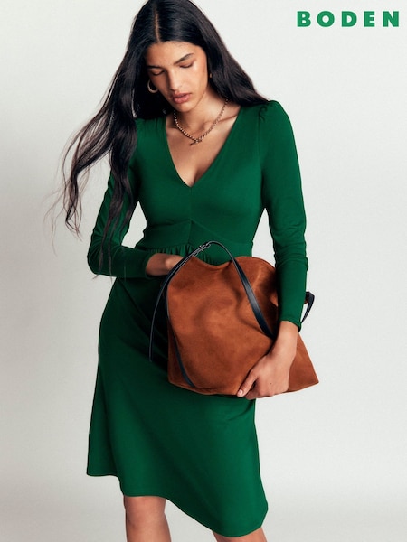 Dark Green - Boden Briony Jersey Short Dress