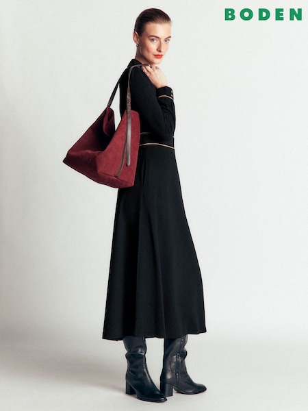 Black - Boden Etta Piping Detail Ponte Dress